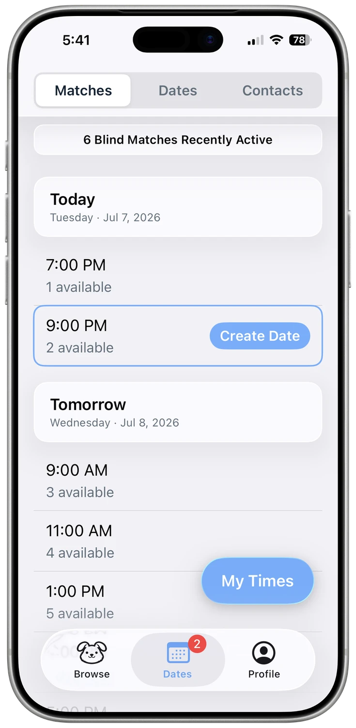 Schedule screen